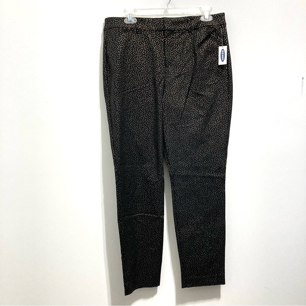 NWT Old Navy Pixie High Rise Pants with Gold Tone Shimmery Polka Dot Trousers